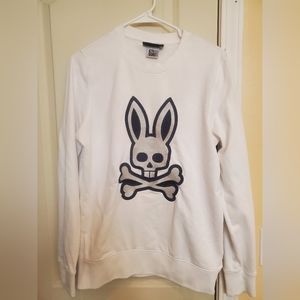 Psycho Bunny White Dixon Logo Pullover Sweatshirt Sz XS Extra Small - minor wear